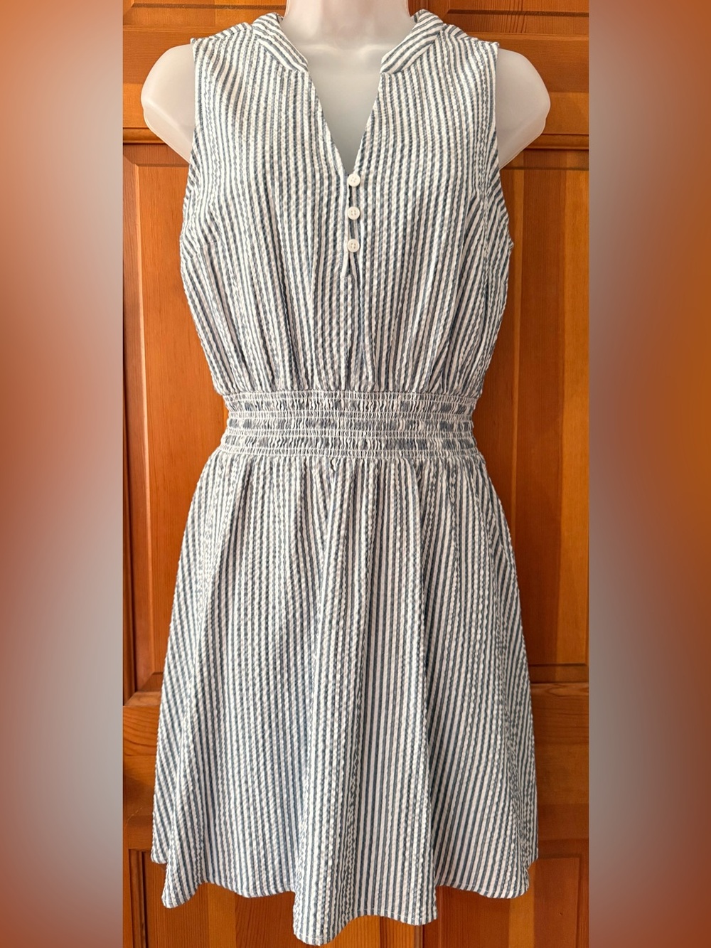 Market & Spruce White and Blue Striped Top